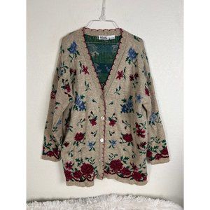 Basic Editions Floral Cardigan - Beige, Red, Blue, Green